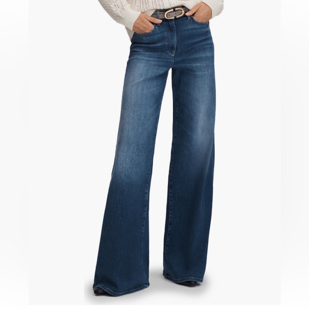REISS America high waste wide leg stretch Palazzo jeans